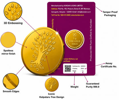 1 GM KUNDAN KALAPATRU TREE GOIN COIN