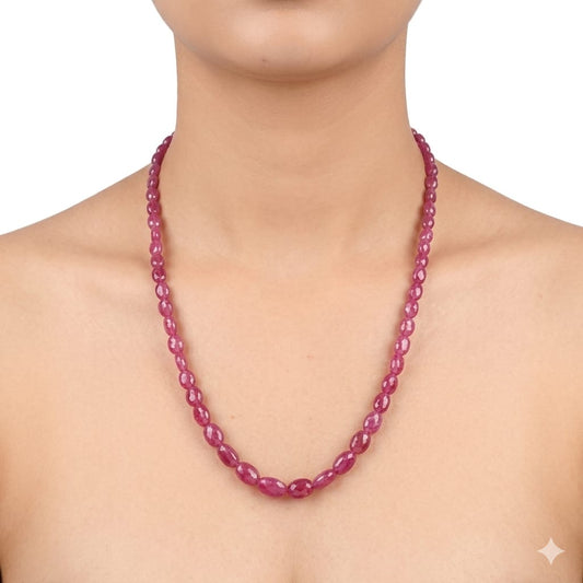 Natural Ruby Beaded Necklace for Women