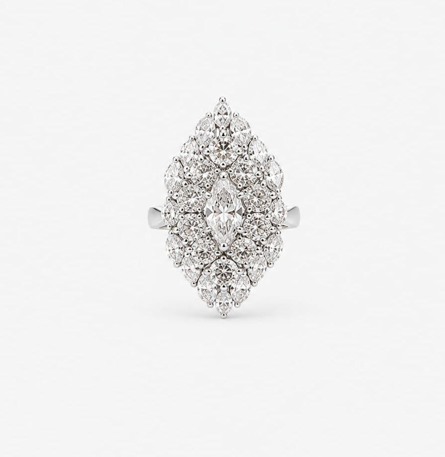 The Grand Marquise Cluster Statement Ring