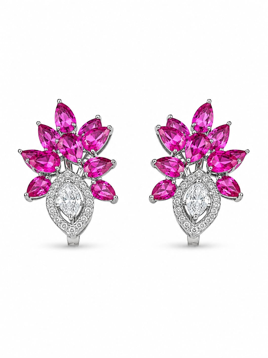 The Empress Flora Ruby & Diamond Cluster Earrings
