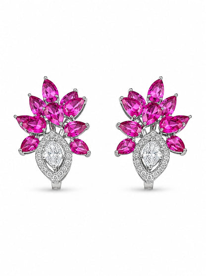 The Empress Flora Ruby & Diamond Cluster Earrings