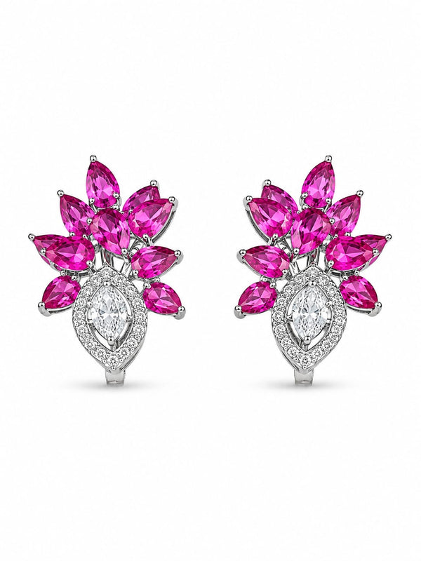 The 14k Empress Flora Ruby & Diamond Cluster Earrings