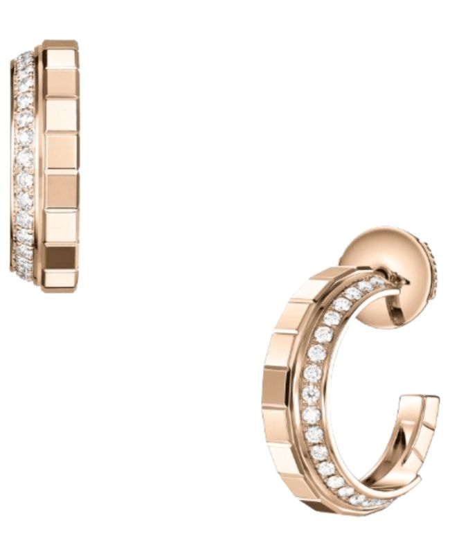 14K Geometric Segmented Diamond Hoop Earring