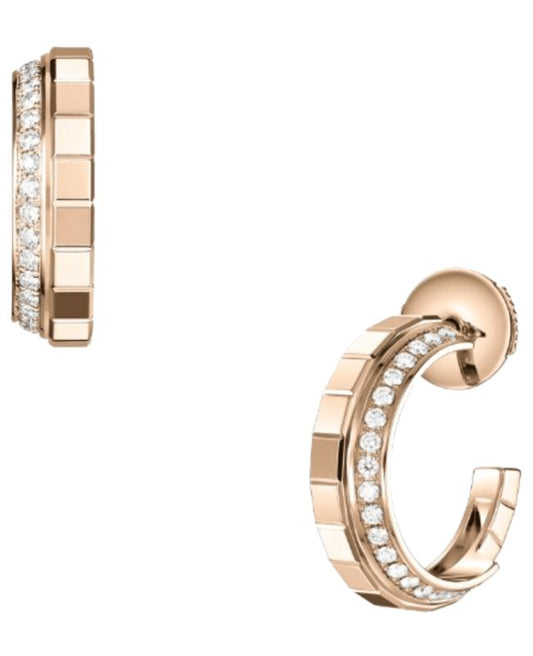 14K Geometric Segmented Diamond Hoop Earring